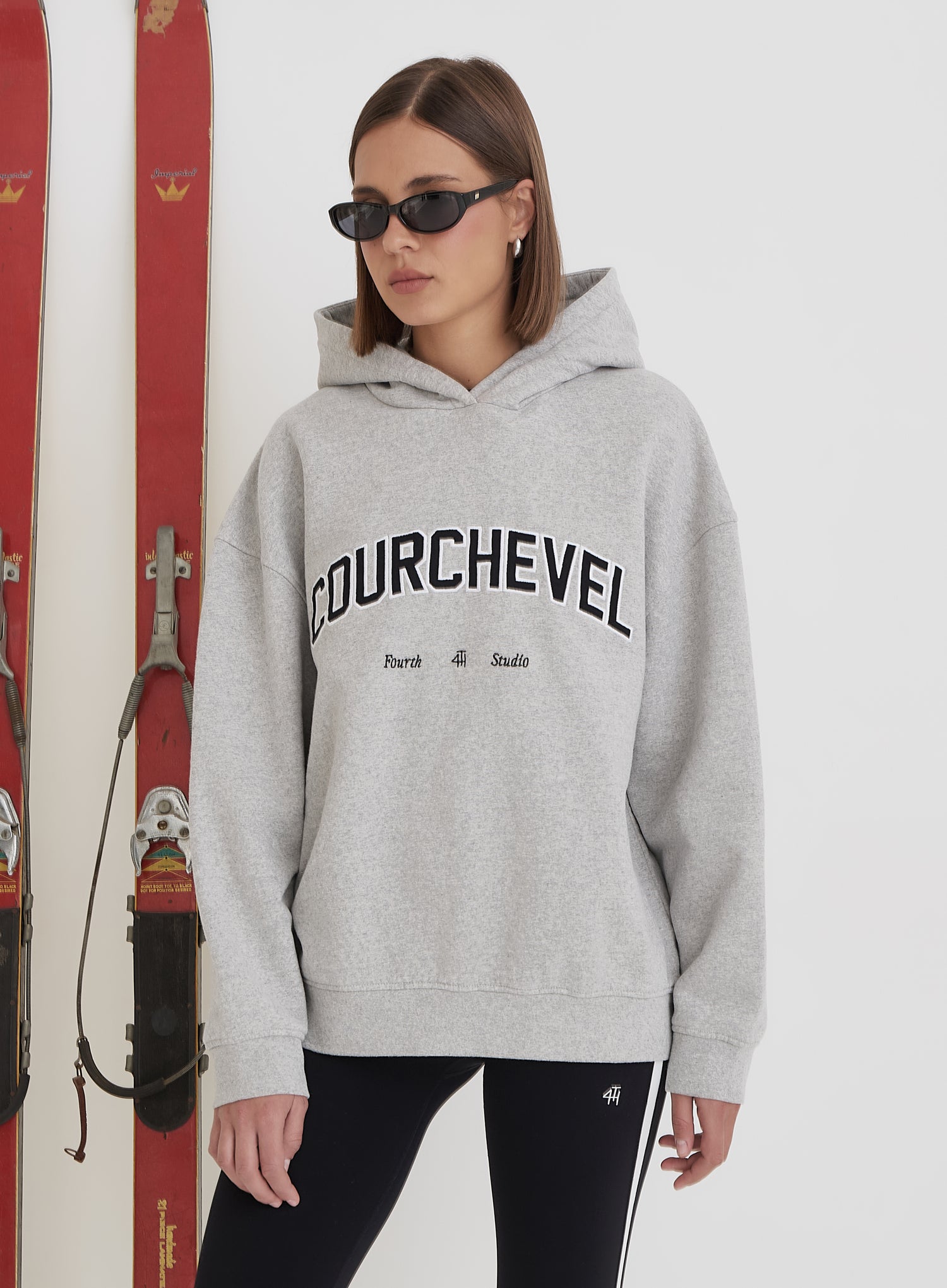 Grey Courchevel Slogan Oversized Hoodie
